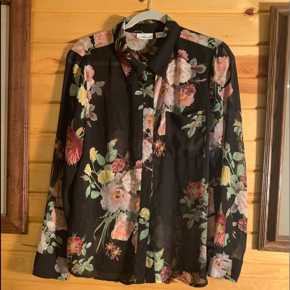 Liz Claiborne Shear Floral Blouse.